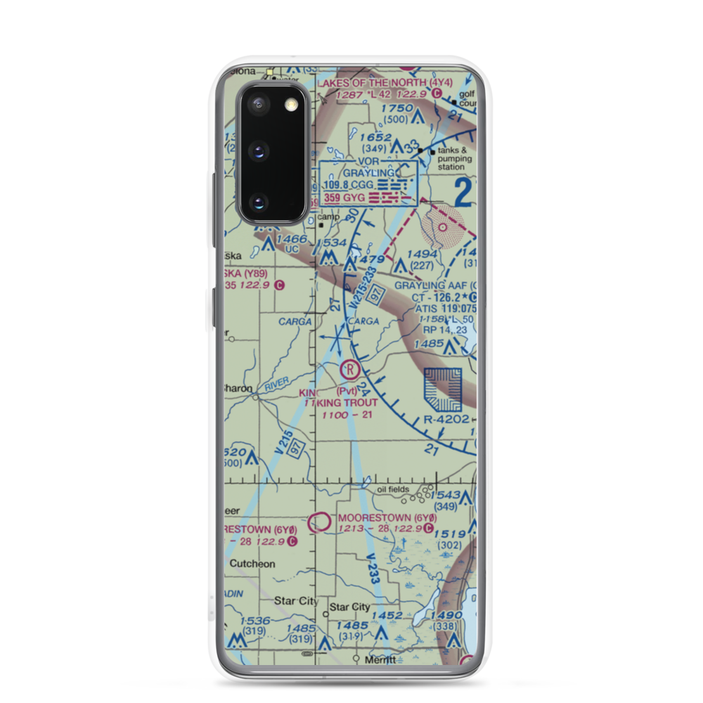King Trout Airport (6MI0) VFR Sectional Samsung Case Samsung Galaxy S20 model shown