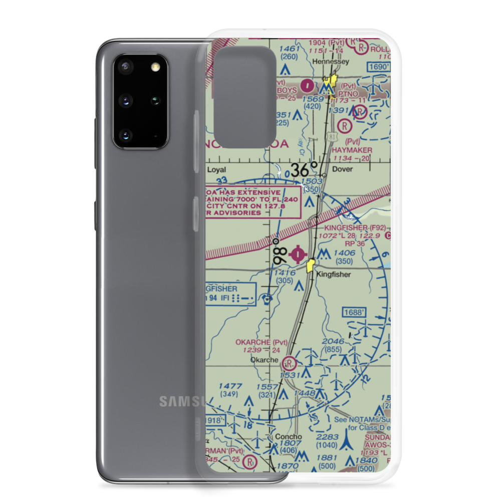 Kingfisher Airport (F92) VFR Sectional Samsung Case Samsung Galaxy S20 Plus model shown