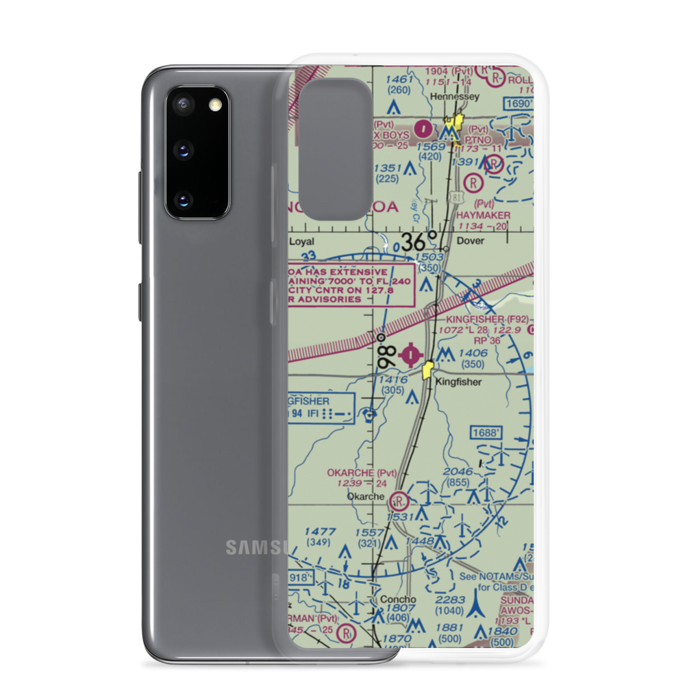 Kingfisher Airport (F92) VFR Sectional Samsung Case Samsung Galaxy S20 model shown