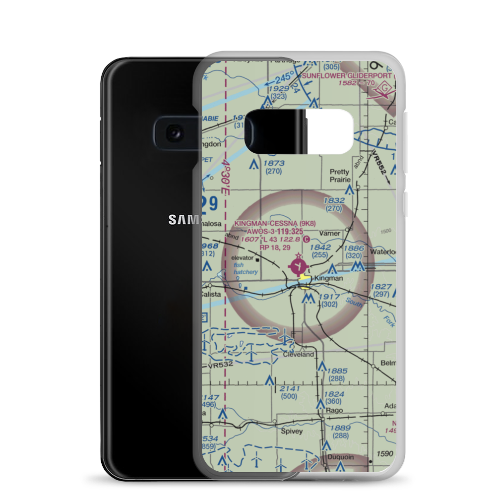 Kingman Airport Clyde Cessna Field (9K8) VFR Sectional Samsung Case Samsung Galaxy S10e model shown