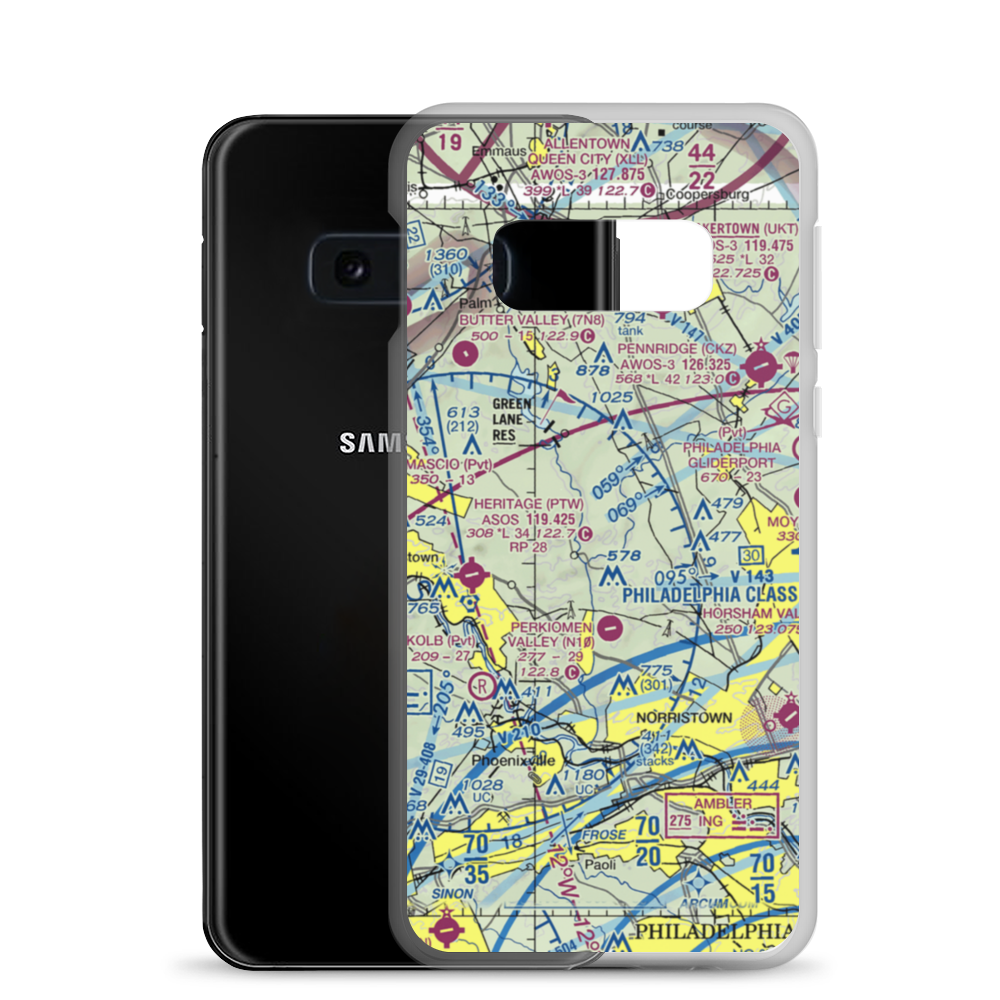 Kings Airport (30PA) VFR Sectional Samsung Case Samsung Galaxy S10e model shown