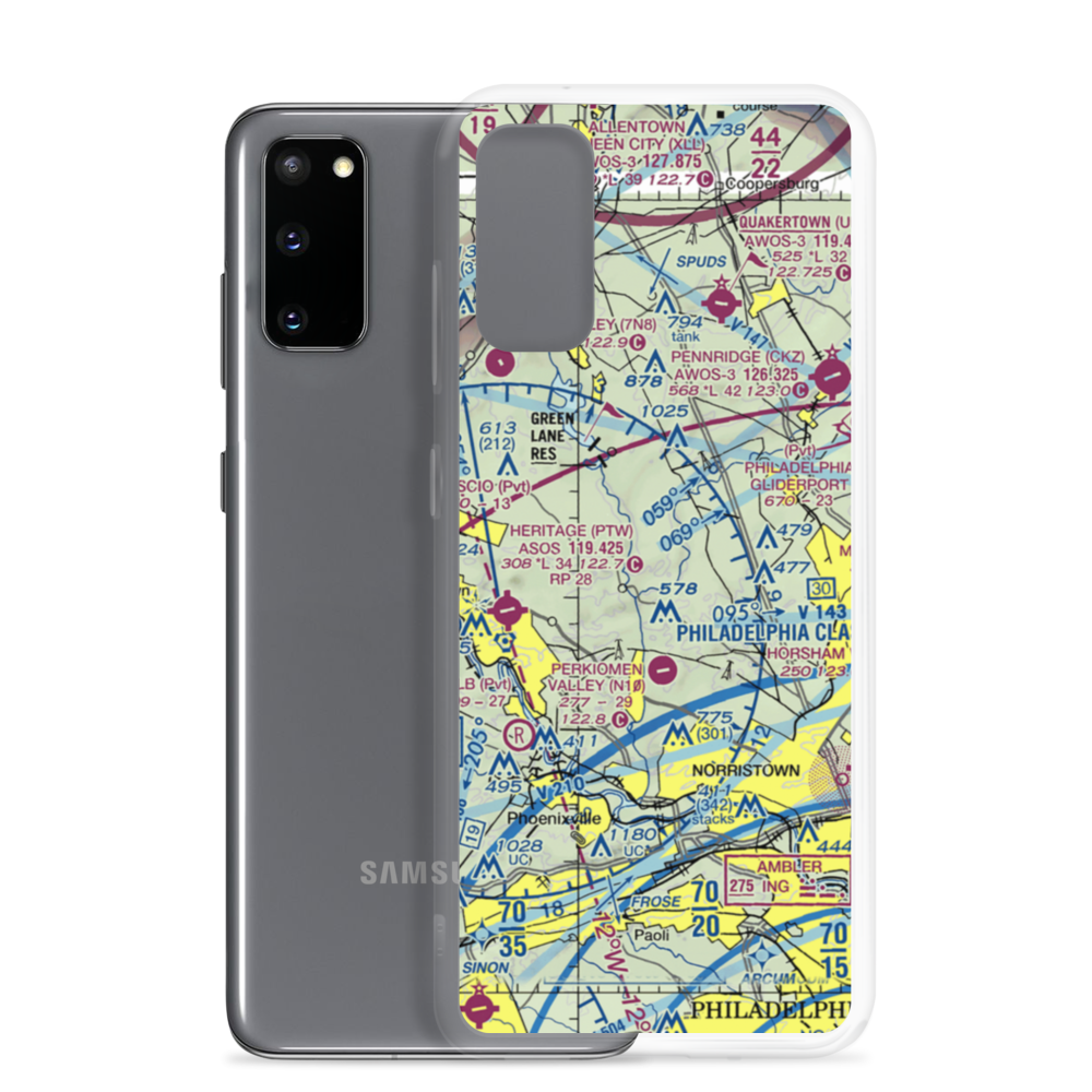 Kings Airport (30PA) VFR Sectional Samsung Case Samsung Galaxy S20 model shown