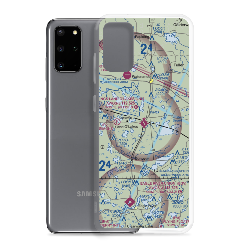 Kings Land O' Lakes Airport (LNL) VFR Sectional Samsung Case Samsung Galaxy S20 Plus model shown