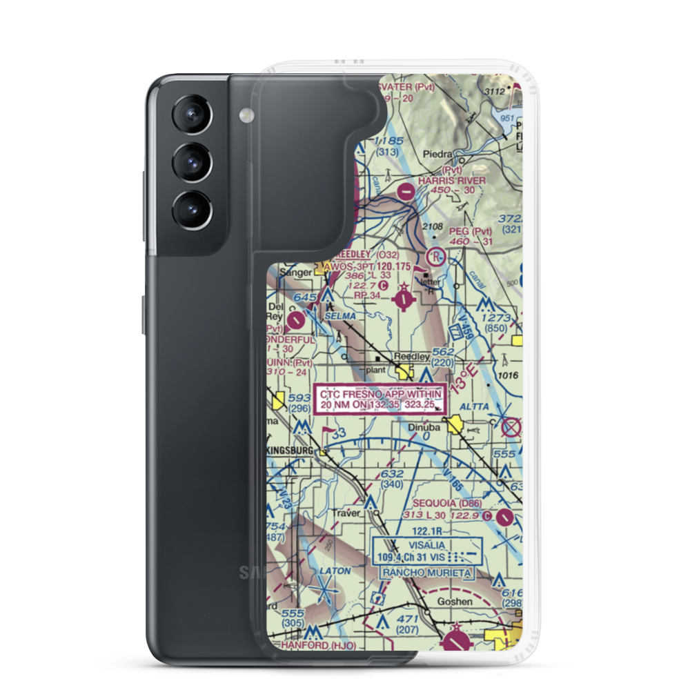 Kings River Community College Airport (CA13) VFR Sectional Samsung Case Samsung Galaxy S21 model shown