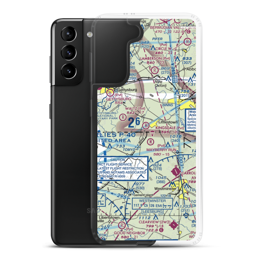 Kingsdale Air Park (PA23) VFR Sectional Samsung Case Samsung Galaxy S21 Plus model shown