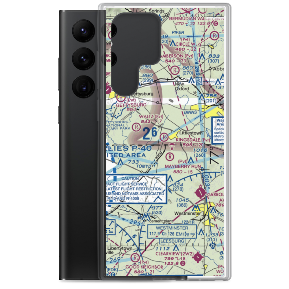 Kingsdale Air Park (PA23) VFR Sectional Samsung Case Samsung Galaxy S22 Ultra model shown