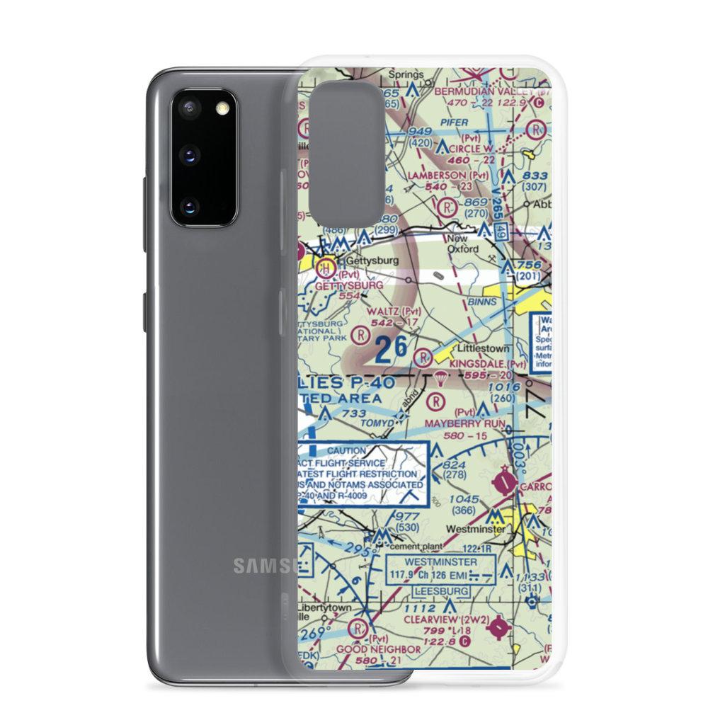 Kingsdale Air Park (PA23) VFR Sectional Samsung Case Samsung Galaxy S20 model shown