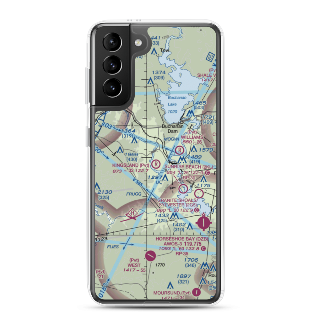 Kingsland Estates Airport (TS18) VFR Sectional Samsung Case Samsung Galaxy S21 Plus model shown