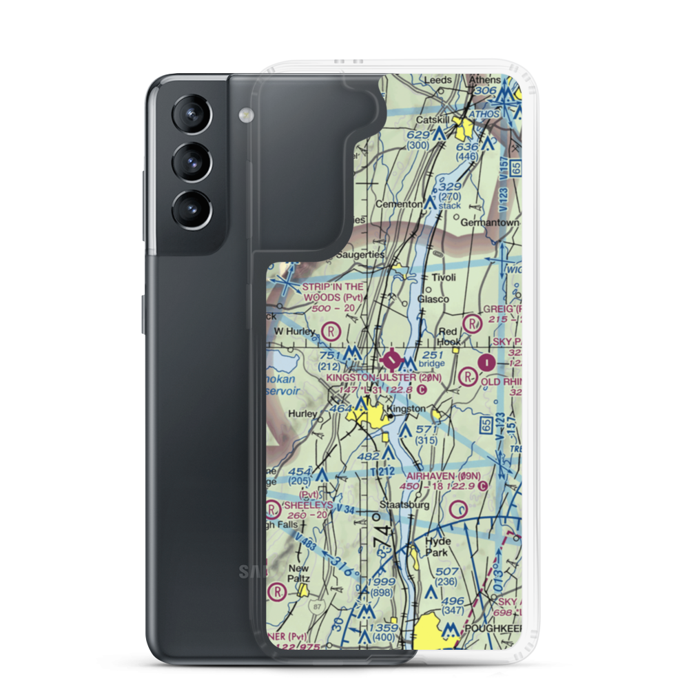 Kingston-Ulster Airport (20N) VFR Sectional Samsung Case Samsung Galaxy S21 model shown