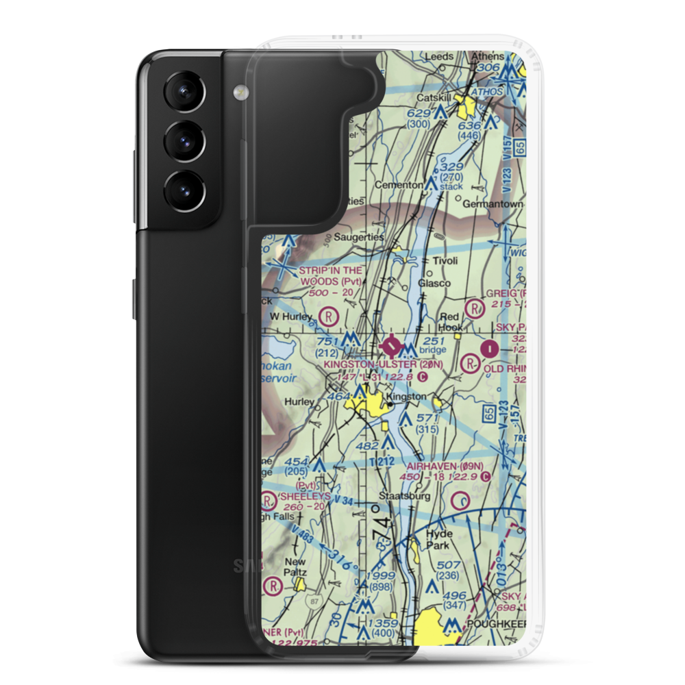 Kingston-Ulster Airport (20N) VFR Sectional Samsung Case Samsung Galaxy S21 Plus model shown