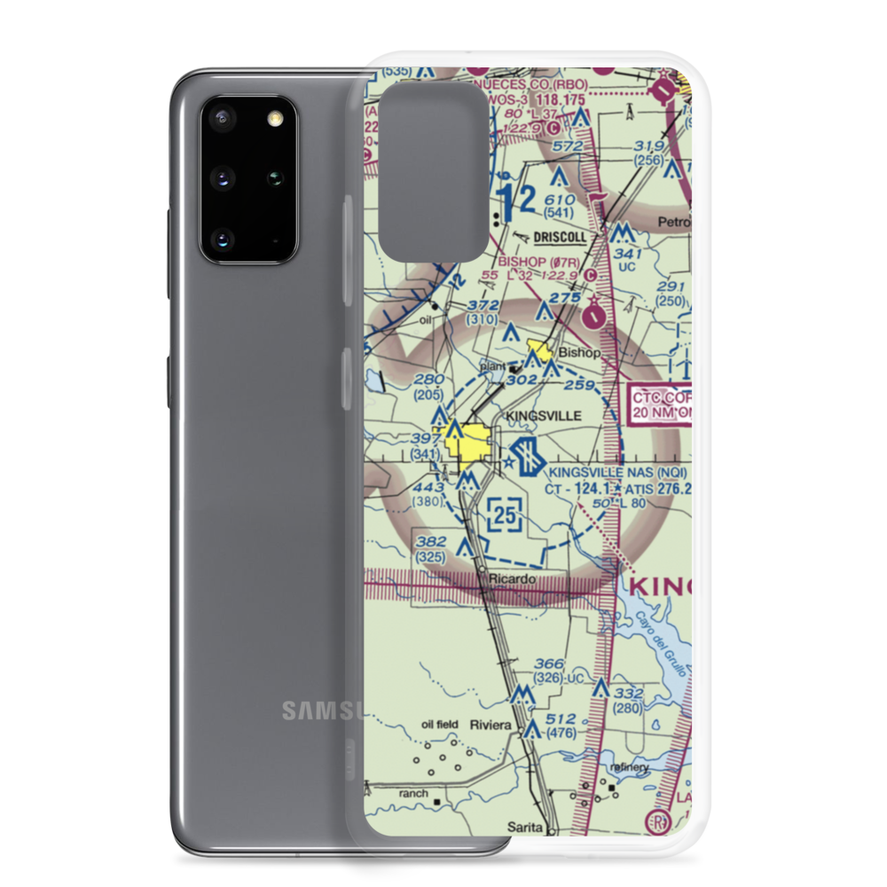 Kingsville Naval Air Station (NQI) VFR Sectional Samsung Case Samsung Galaxy S20 Plus model shown