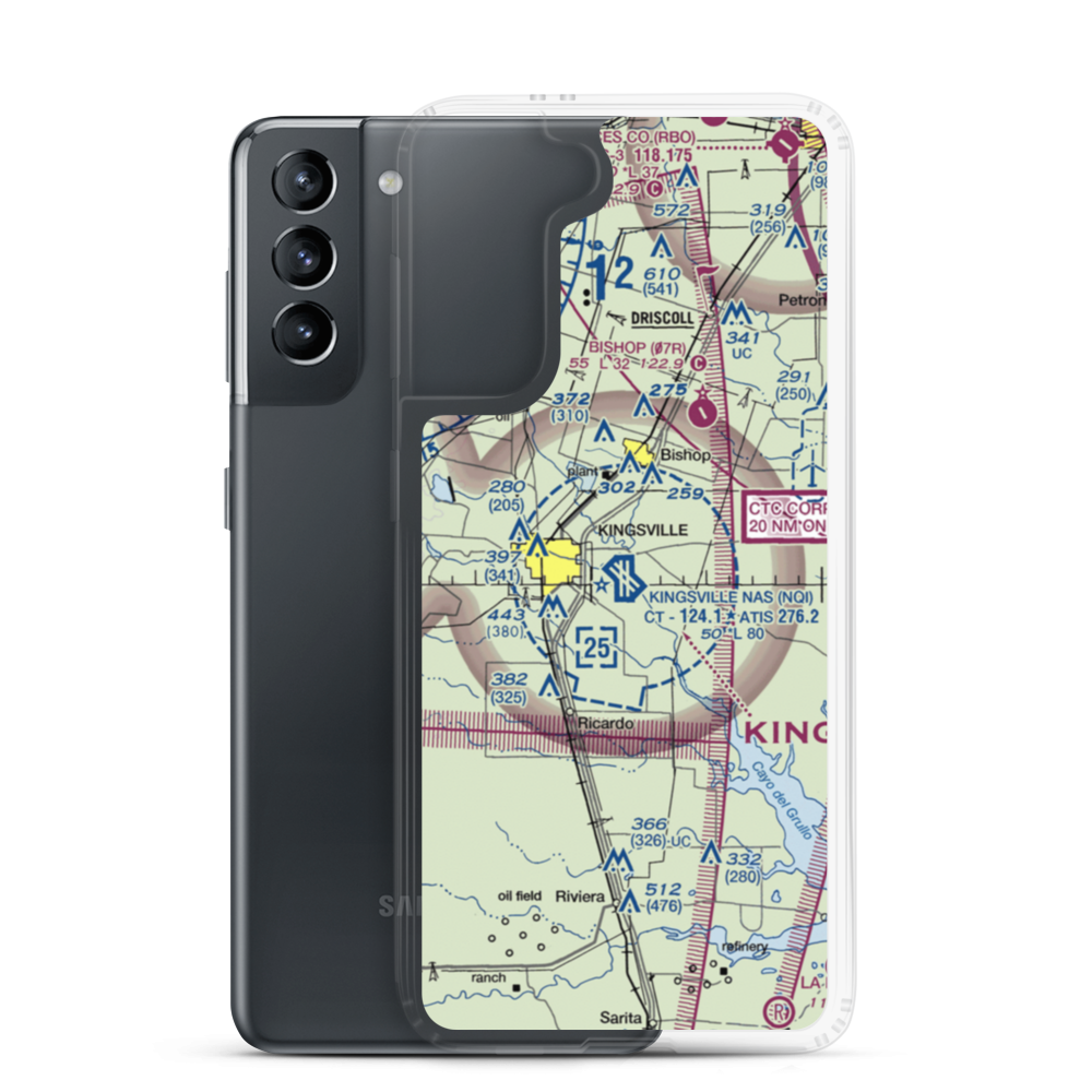 Kingsville Naval Air Station (NQI) VFR Sectional Samsung Case Samsung Galaxy S21 model shown