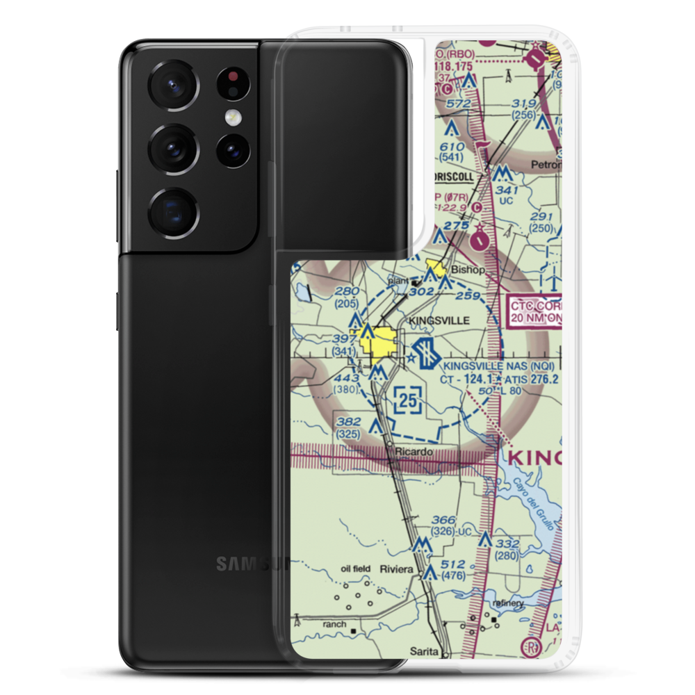 Kingsville Naval Air Station (NQI) VFR Sectional Samsung Case Samsung Galaxy S21 Ultra model shown