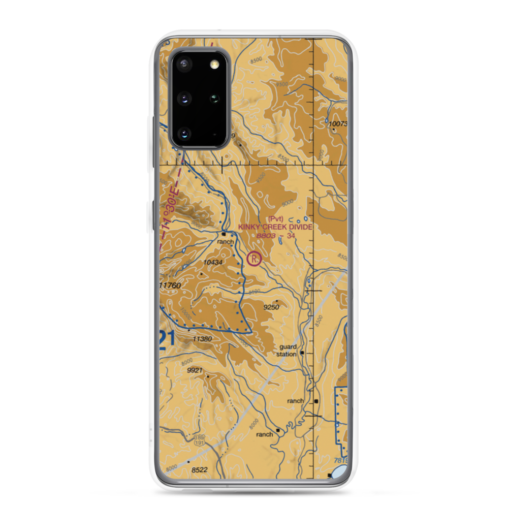 Kinky Creek Divide Airport (WY30) VFR Sectional Samsung Case Samsung Galaxy S20 Plus model shown
