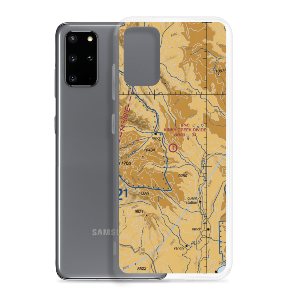 Kinky Creek Divide Airport (WY30) VFR Sectional Samsung Case Samsung Galaxy S20 Plus model shown