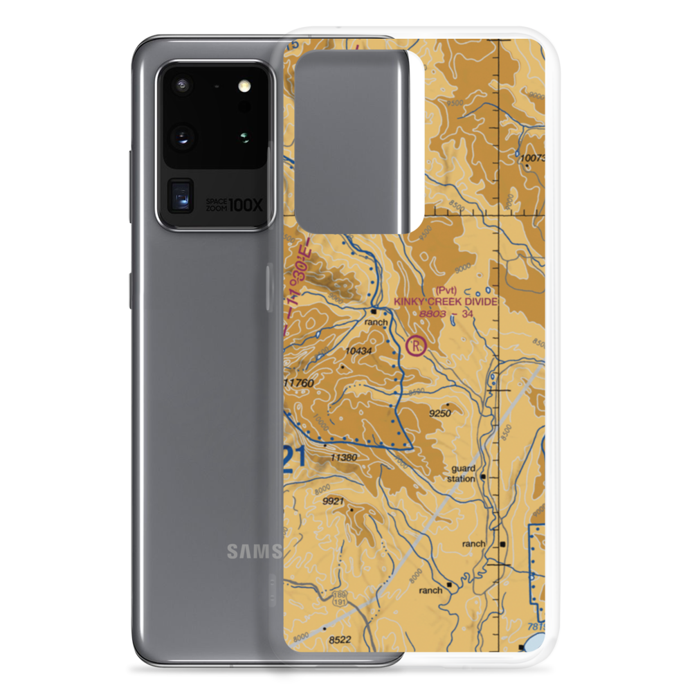 Kinky Creek Divide Airport (WY30) VFR Sectional Samsung Case Samsung Galaxy S20 Ultra model shown