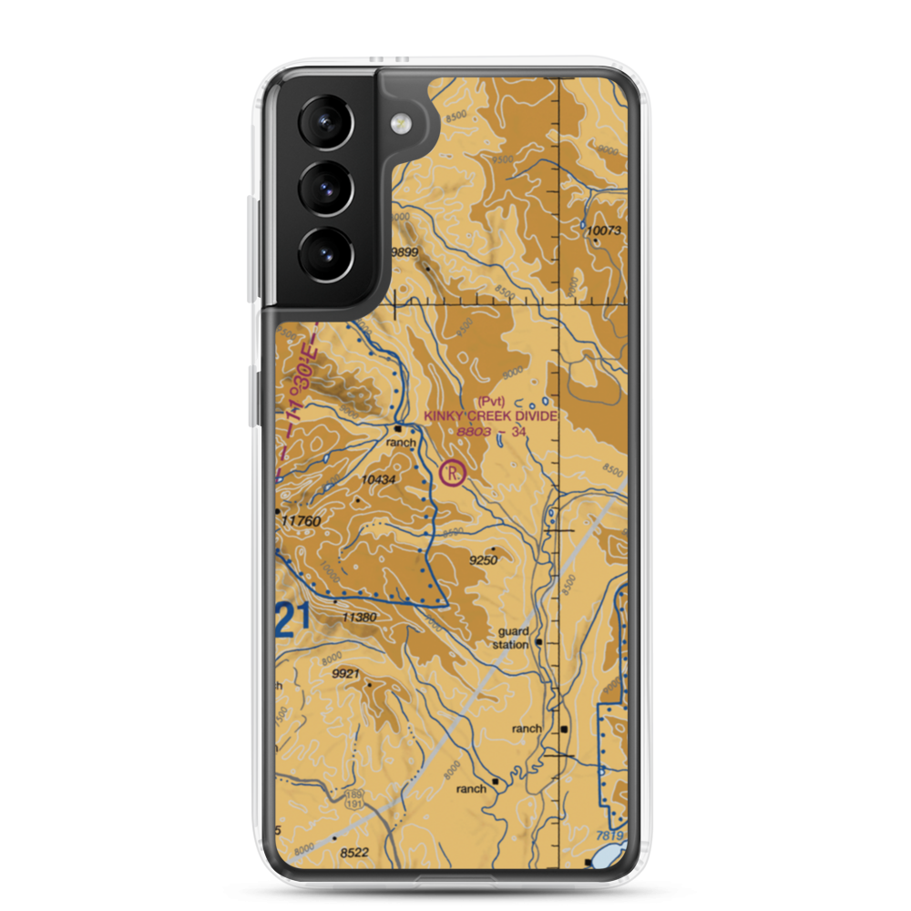 Kinky Creek Divide Airport (WY30) VFR Sectional Samsung Case Samsung Galaxy S21 Plus model shown