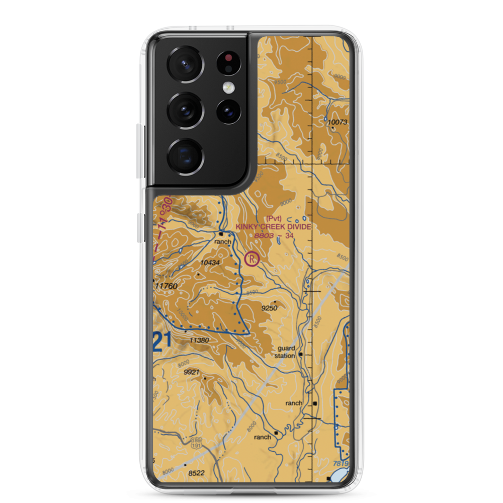 Kinky Creek Divide Airport (WY30) VFR Sectional Samsung Case Samsung Galaxy S21 Ultra model shown