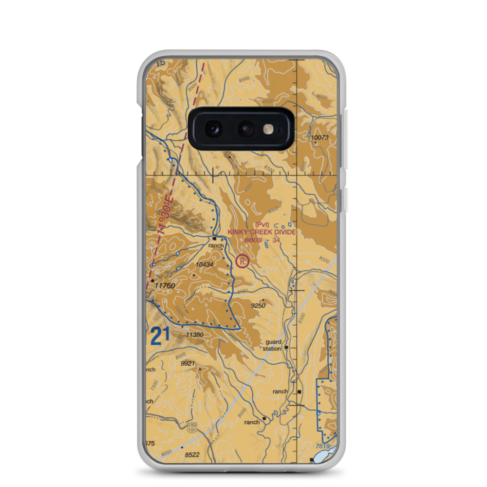 Kinky Creek Divide Airport (WY30) VFR Sectional Samsung Case Samsung Galaxy S10e model shown