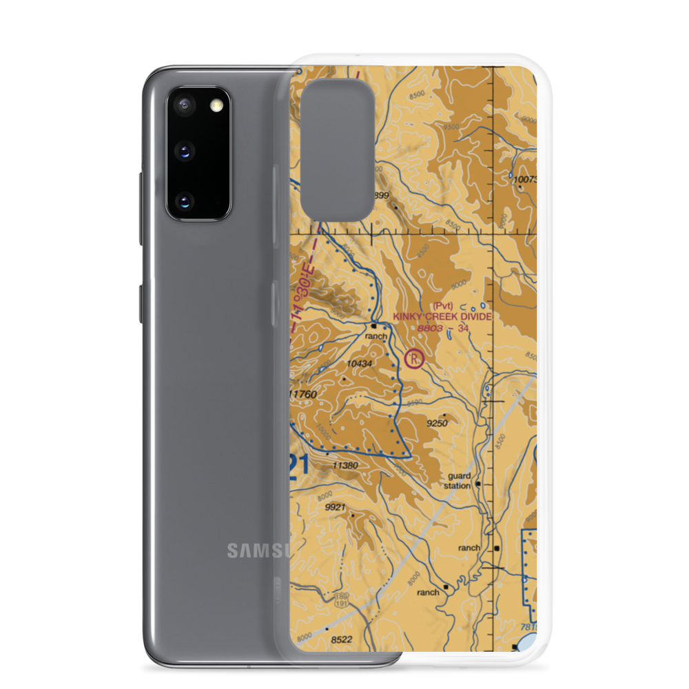 Kinky Creek Divide Airport (WY30) VFR Sectional Samsung Case Samsung Galaxy S20 model shown