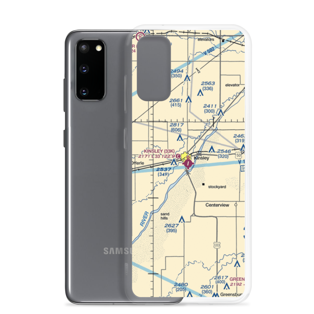 Kinsley Municipal Airport (33K) VFR Sectional Samsung Case Samsung Galaxy S20 model shown