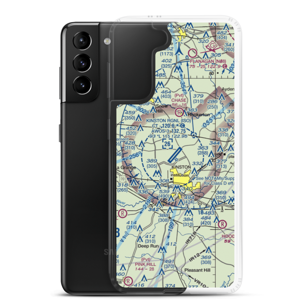 Kinston Regional Jetport At Stallings Field (ISO) VFR Sectional Samsung Case Samsung Galaxy S21 Plus model shown