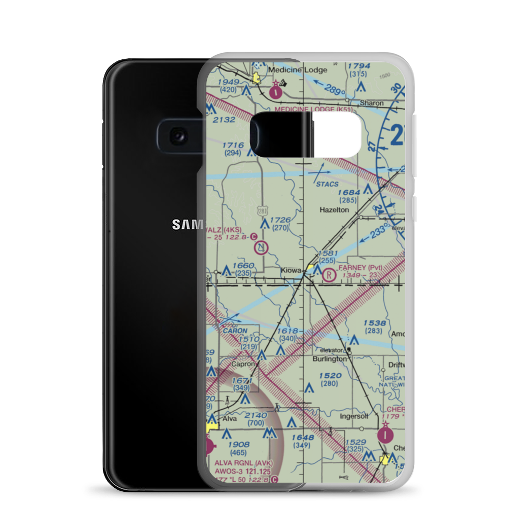 Kiowa Airport (6KS6) VFR Sectional Samsung Case Samsung Galaxy S10e model shown