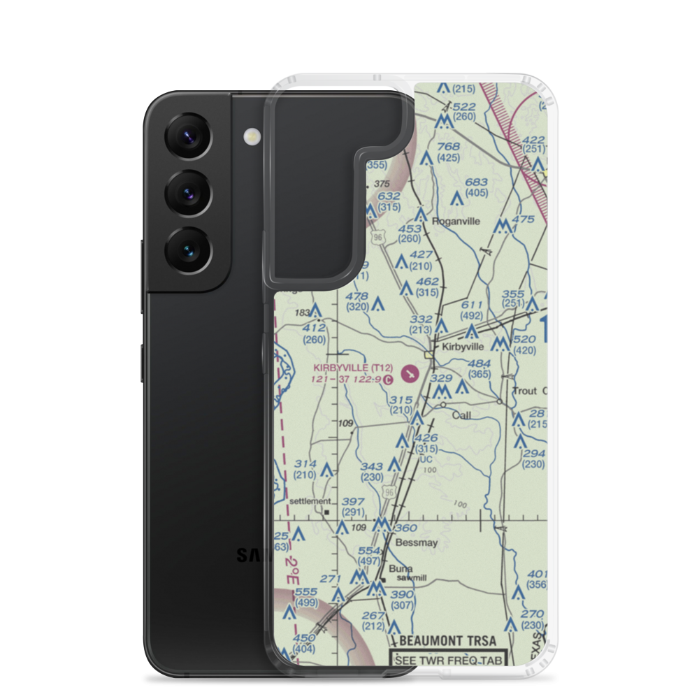 Kirbyville Airport (T12) VFR Sectional Samsung Case Samsung Galaxy S22 model shown