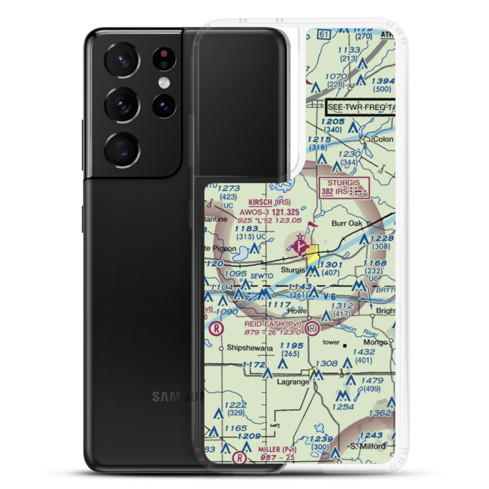 Kirsch Municipal Airport (IRS) VFR Sectional Samsung Case Samsung Galaxy S21 Ultra model shown