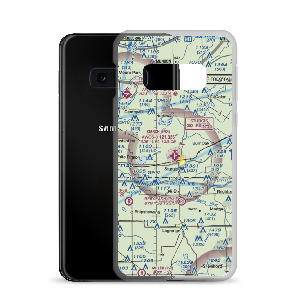 Kirsch Municipal Airport (IRS) VFR Sectional Samsung Case Samsung Galaxy S10e model shown