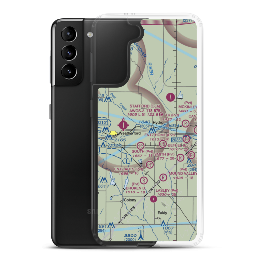 Kits Airport (5OK0) VFR Sectional Samsung Case Samsung Galaxy S21 Plus model shown