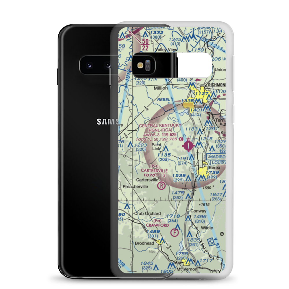 Kitty Hawk Farm Ultralightport (2KY1) VFR Sectional Samsung Case Samsung Galaxy S10 model shown