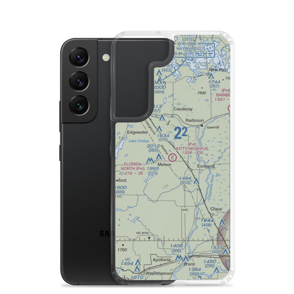 Kitty-Wompus Airport (26WI) VFR Sectional Samsung Case Samsung Galaxy S22 model shown