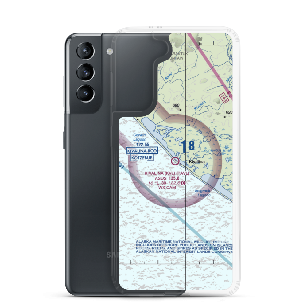 Kivalina Airport (KVL) VFR Sectional Samsung Case Samsung Galaxy S21 model shown