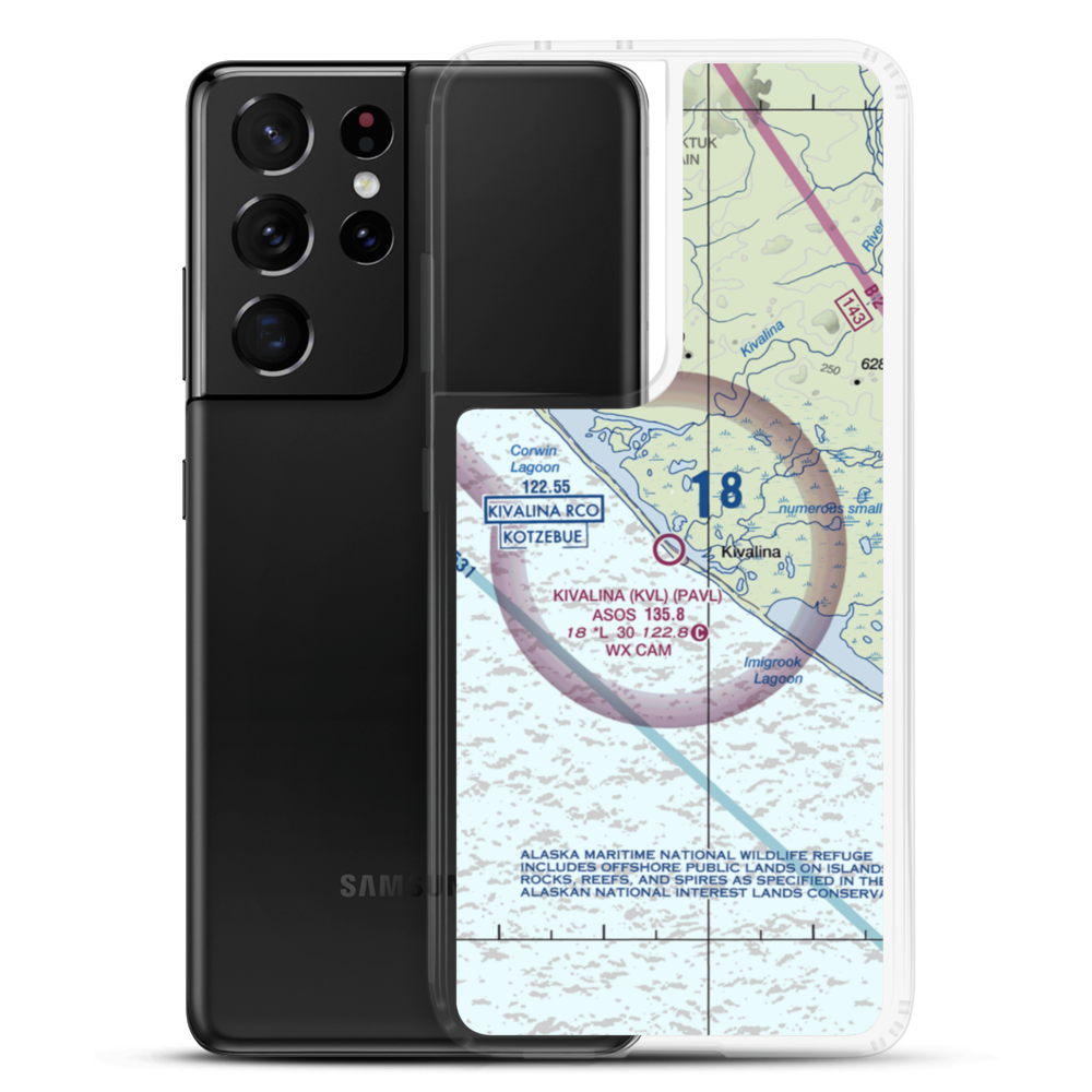 Kivalina Airport (KVL) VFR Sectional Samsung Case Samsung Galaxy S21 Ultra model shown
