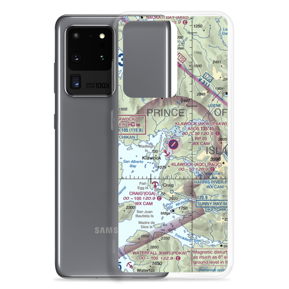Klawock Airport (AKW) VFR Sectional Samsung Case Samsung Galaxy S20 Ultra model shown