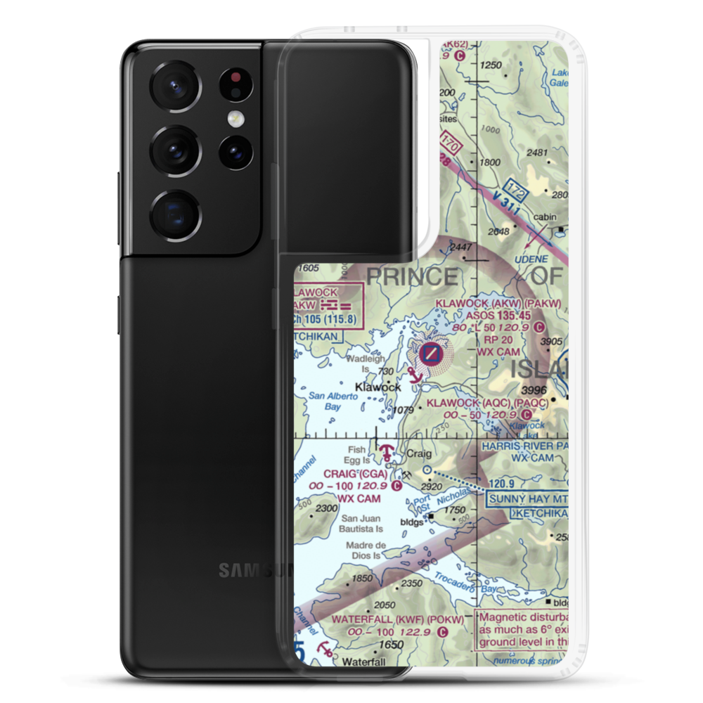 Klawock Airport (AKW) VFR Sectional Samsung Case Samsung Galaxy S21 Ultra model shown