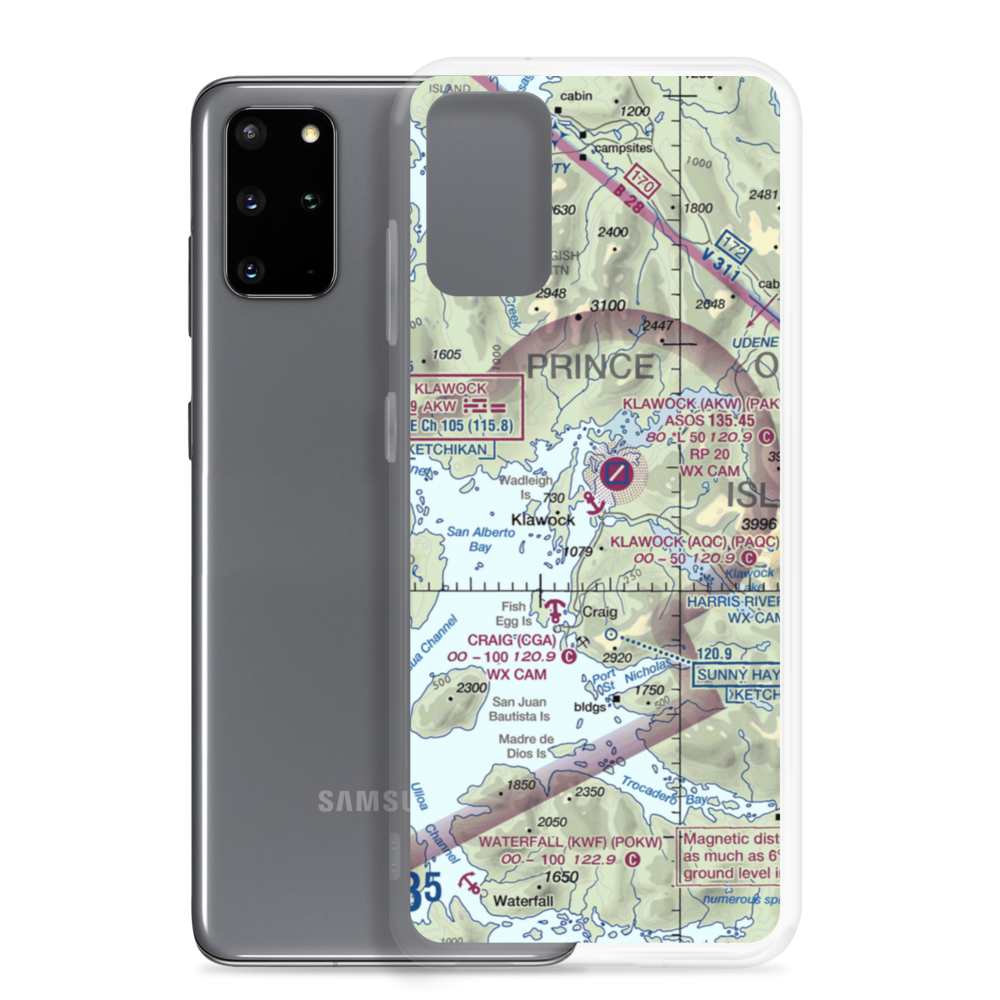 Klawock Seaplane Base (AQC) VFR Sectional Samsung Case Samsung Galaxy S20 Plus model shown