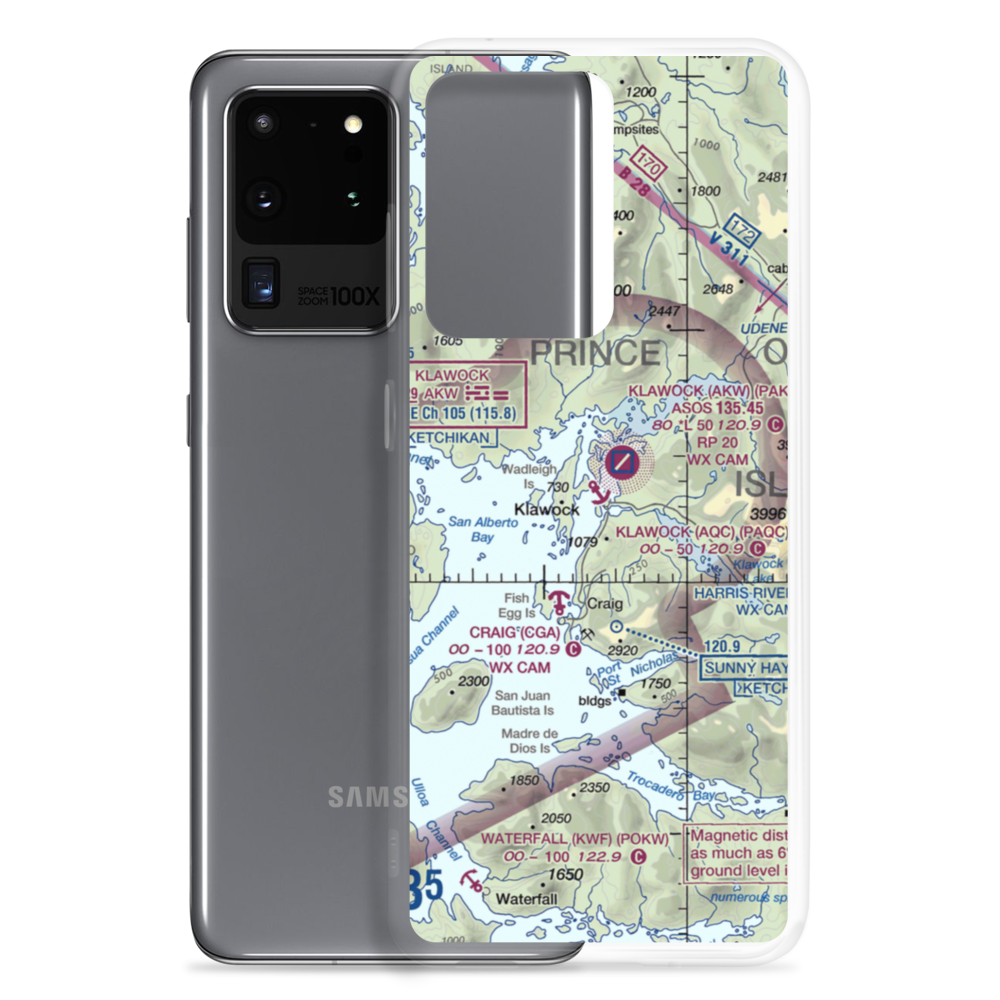 Klawock Seaplane Base (AQC) VFR Sectional Samsung Case Samsung Galaxy S20 Ultra model shown