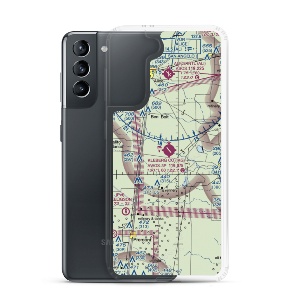 Kleberg County Airport (IKG) VFR Sectional Samsung Case Samsung Galaxy S21 model shown