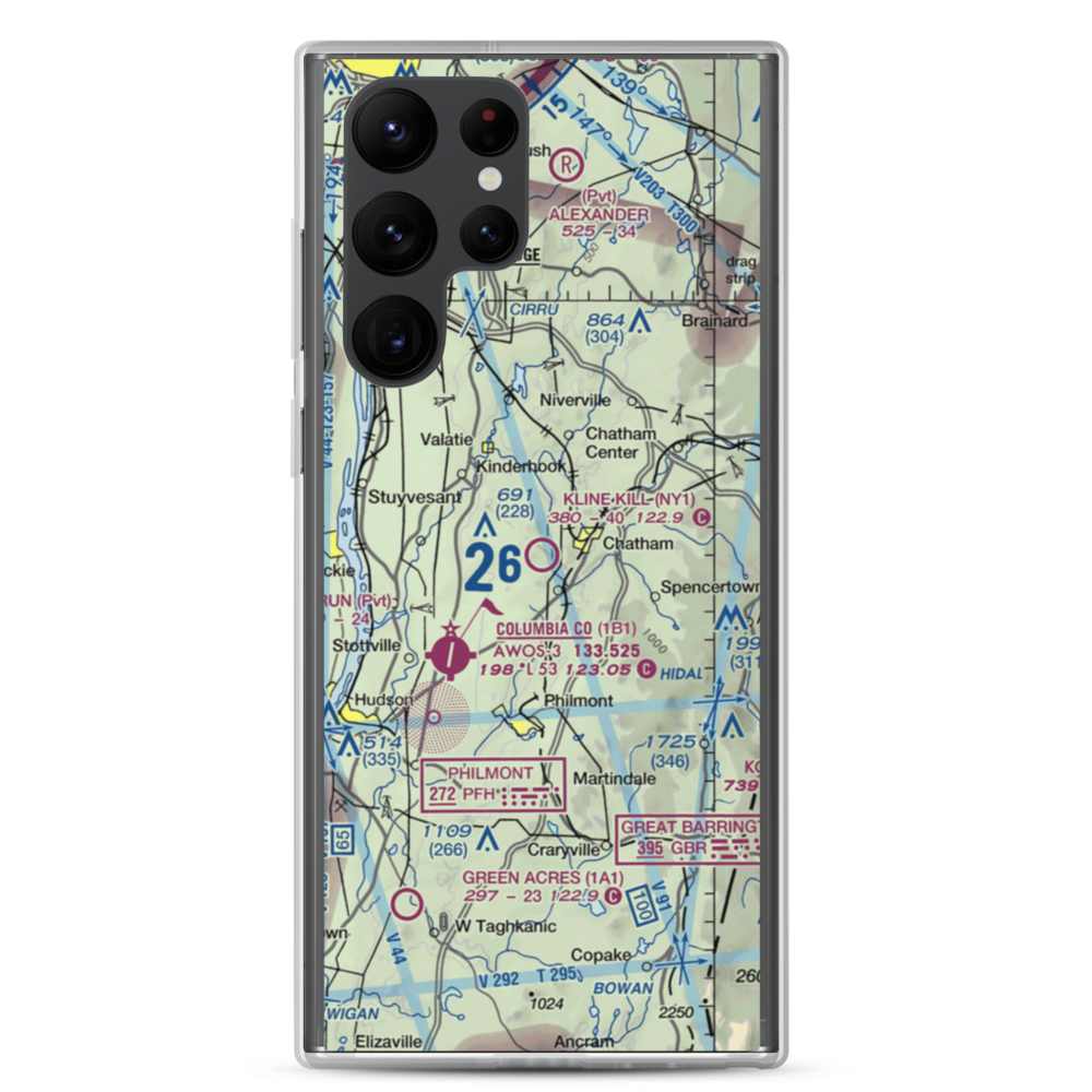 Kline Kill Airport (NY1) VFR Sectional Samsung Case Samsung Galaxy S22 Ultra model shown