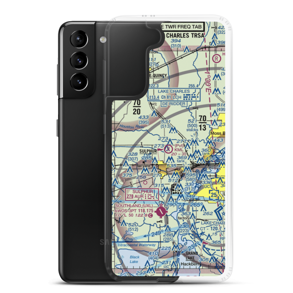 Kml Airport (12LA) VFR Sectional Samsung Case Samsung Galaxy S21 Plus model shown