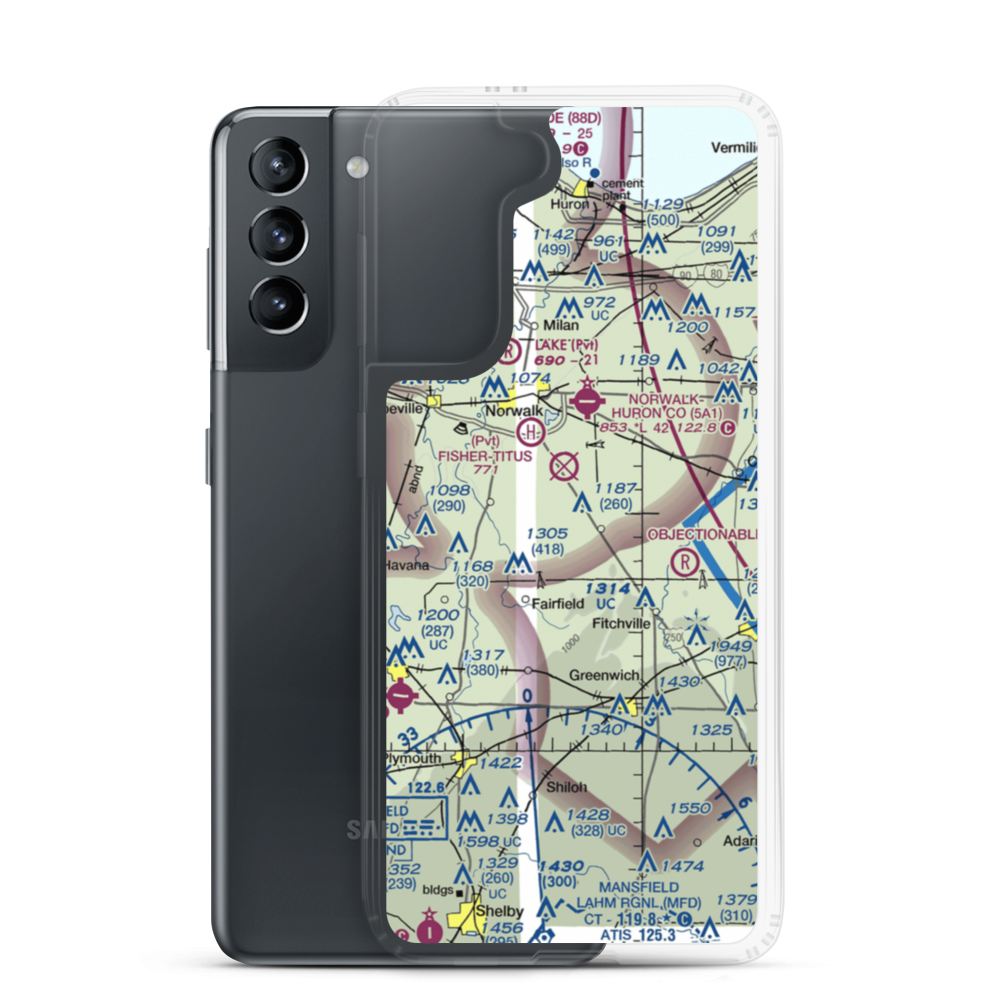Knight Airport (1OI7) VFR Sectional Samsung Case Samsung Galaxy S21 model shown