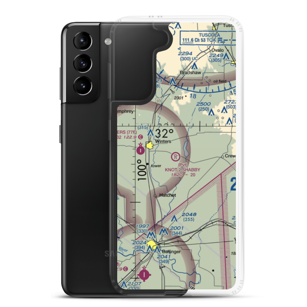 Knot 2 Shabby Airport (5TA6) VFR Sectional Samsung Case Samsung Galaxy S21 Plus model shown