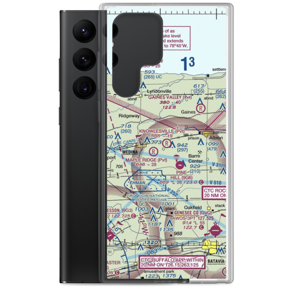Knowlesville Airport (NY01) VFR Sectional Samsung Case Samsung Galaxy S22 Ultra model shown
