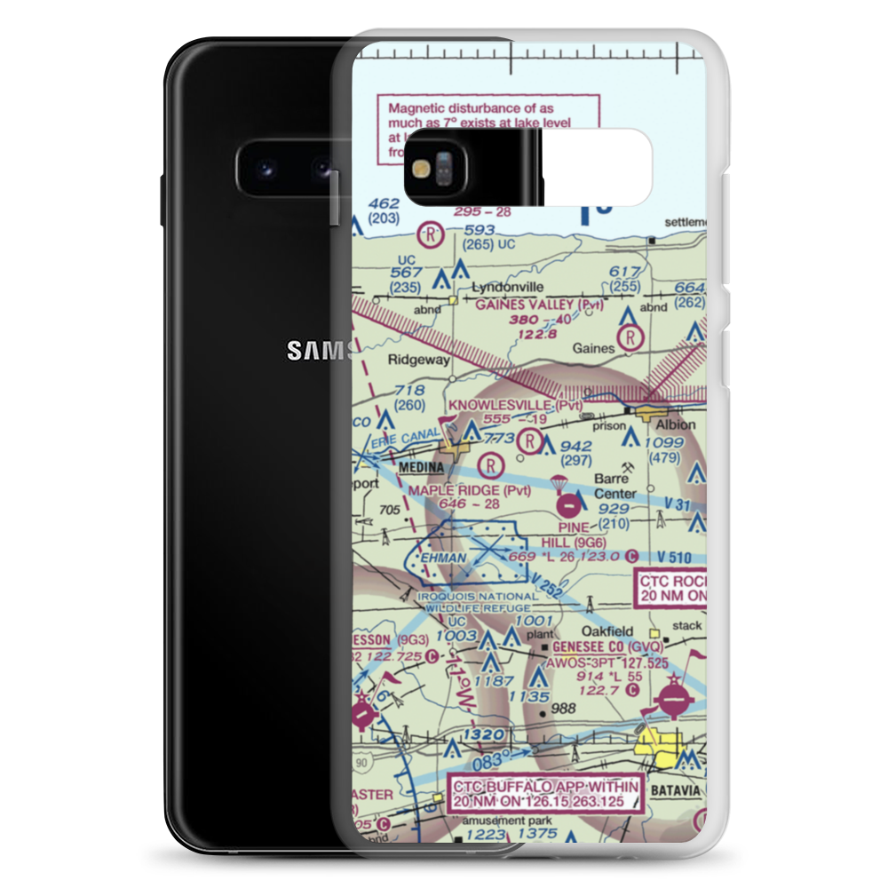 Knowlesville Airport (NY01) VFR Sectional Samsung Case Samsung Galaxy S10+ model shown