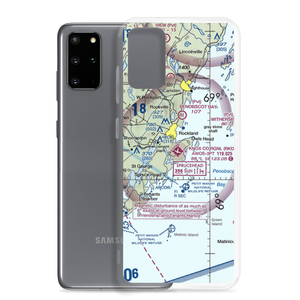 Knox County Regional Airport (RKD) VFR Sectional Samsung Case Samsung Galaxy S20 Plus model shown