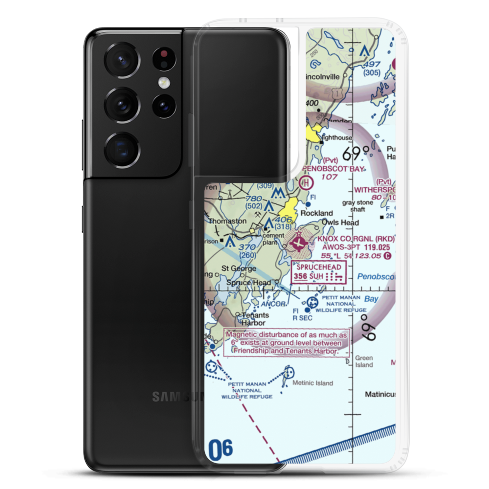 Knox County Regional Airport (RKD) VFR Sectional Samsung Case Samsung Galaxy S21 Ultra model shown