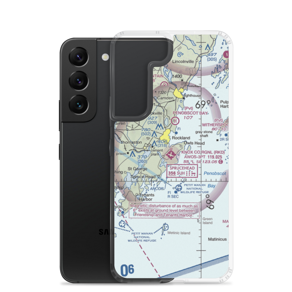 Knox County Regional Airport (RKD) VFR Sectional Samsung Case Samsung Galaxy S22 model shown