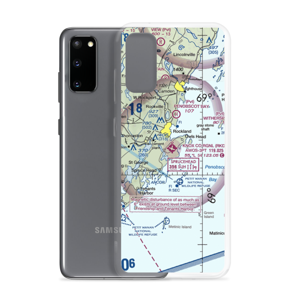 Knox County Regional Airport (RKD) VFR Sectional Samsung Case Samsung Galaxy S20 model shown